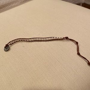 brown leather and pearl bracelet